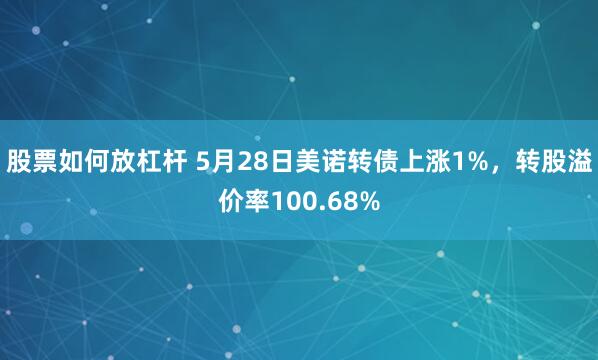 股票如何放杠杆 5月28日美诺转债上涨1%，转股溢价率100.68%